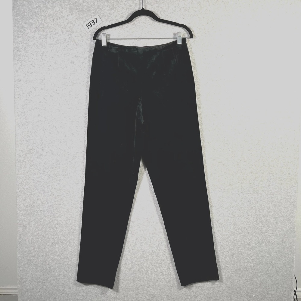 Dana B & Karen Velvet Pants Womens 10 Black Cotton Side Zip Straight Leg Outdoor